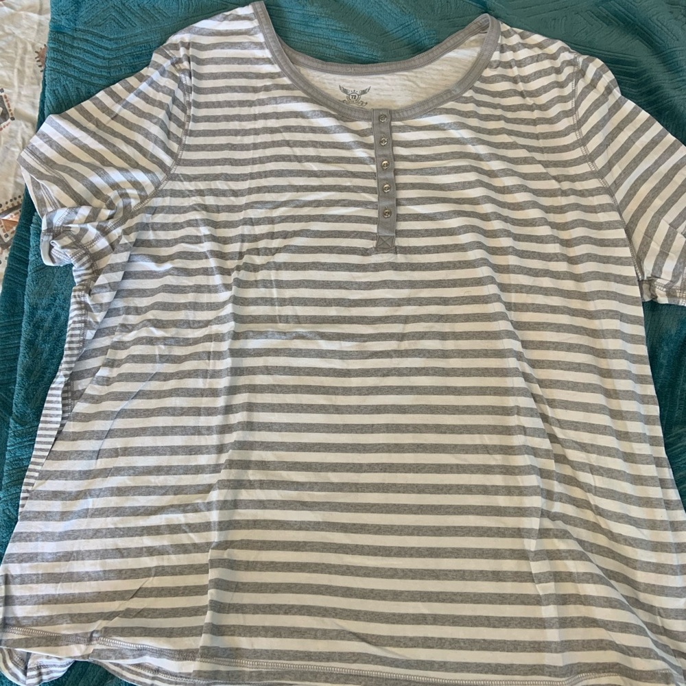 Grey and White Striped Top